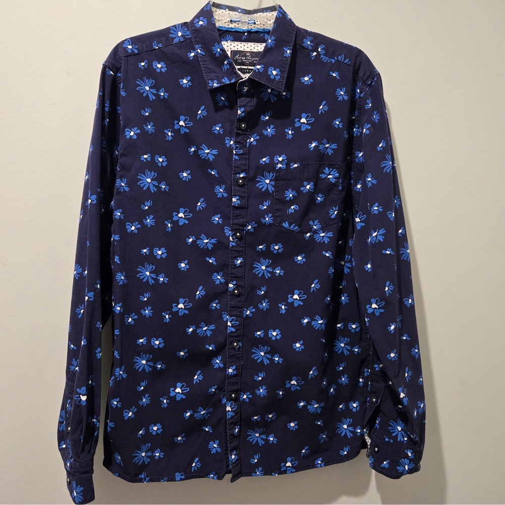 Across‎ the Pond Mens Floral Button Down Long Sleeve Shirt - Large